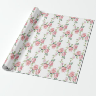 Shabby Chic Pink Rose Floral Wrapping Paper