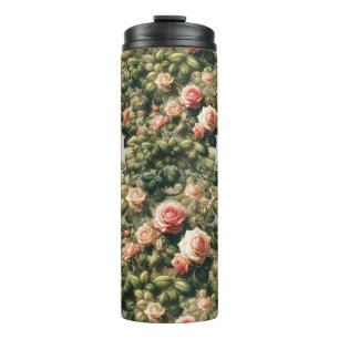 Shabby Chic Pink Rose Vines Floral Elegant Thermal Tumbler