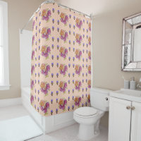 Shabby Chic Pink Roses and Violets Shower Curtain