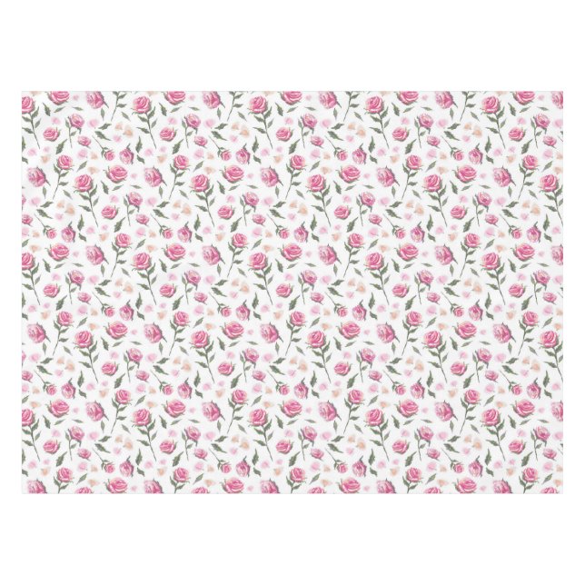 Shabby Chic Pink Roses Pretty Table Cloth (Front (Horizontal))