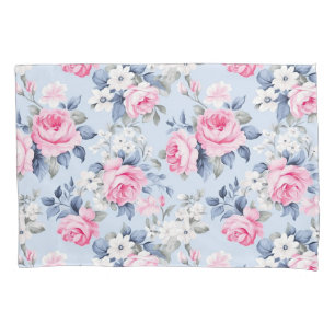 Shabby Chic Pink Roses Seamless Pattern Pillowcase