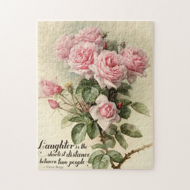 Shabby Chic Pink Victorian Roses Jigsaw Puzzle (Vertical)