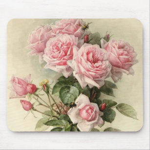 Shabby Chic Pink Victorian Roses Mouse Pad