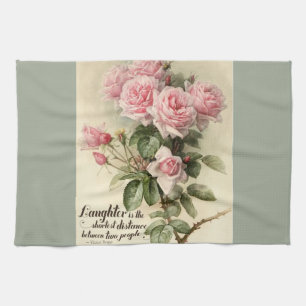 Shabby Chic Pink Victorian Roses Tea Towel