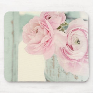 Shabby Chic Pitcher of Pink Flowers Mouse Pad
