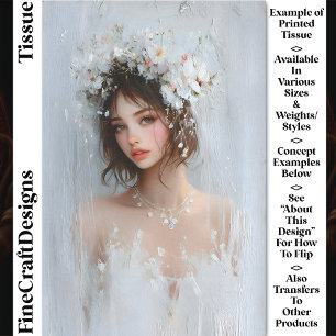 Shabby Chic Portrait, White Blooms CX7L Decoupage Tissue Paper