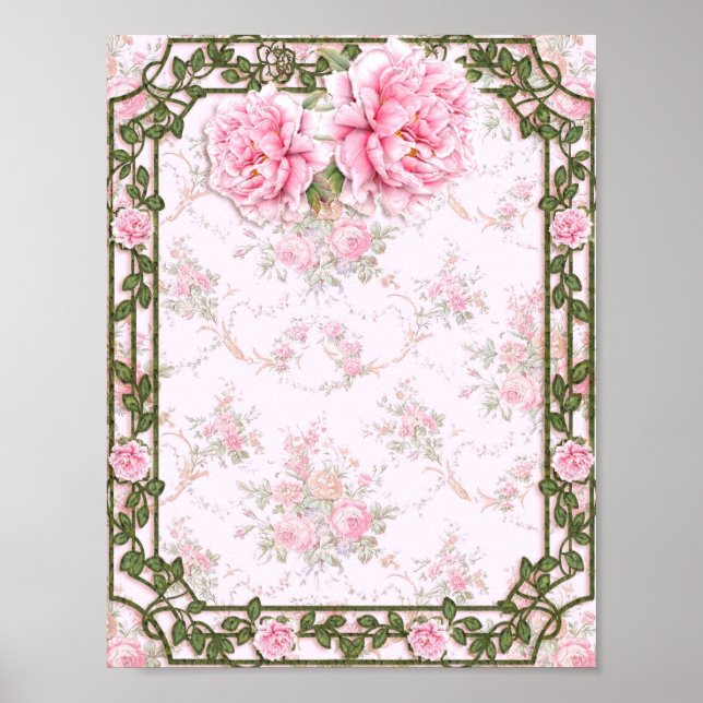 Shabby Chic Pretty Peonies Poster (Front)