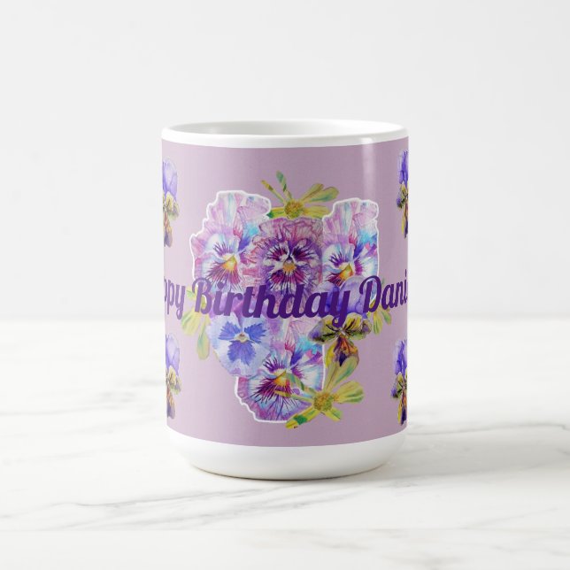 Shabby Chic Pretty Purple Pansy floral Lilac Mug (Center)