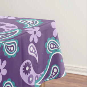 Shabby Chic Purple and blue Paisley Pattern Tablecloth