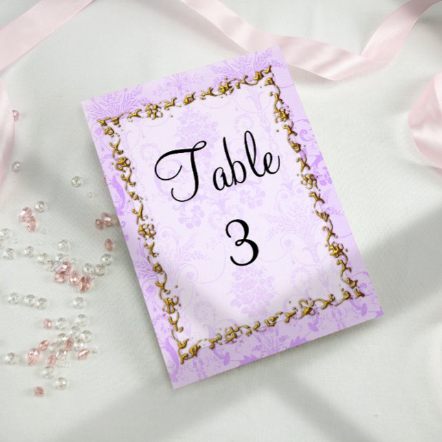 Shabby Chic Purple Damask Wedding Table Number (Creator Uploaded)