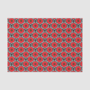 Shabby Chic Red, Black & White Poppies Floral Tissue Paper