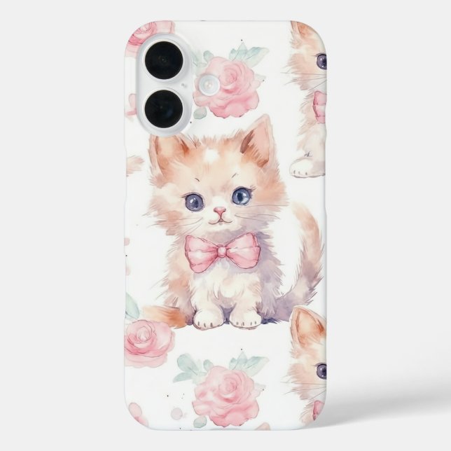 Shabby Chic Romantic Kitten Floral Case-Mate iPhone Case (Back)