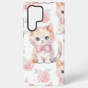 Shabby Chic Romantic Kitten Floral Samsung Galaxy Case