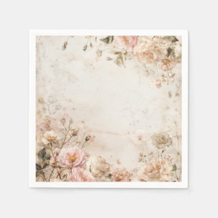 Shabby Chic Romantic Vintage Roses Floral Party Napkin