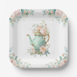 Shabby Chic Romantic Vintage Roses Floral Party Paper Plate