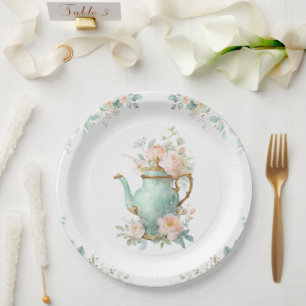 Shabby Chic Romantic Vintage Roses Floral Party Paper Plate