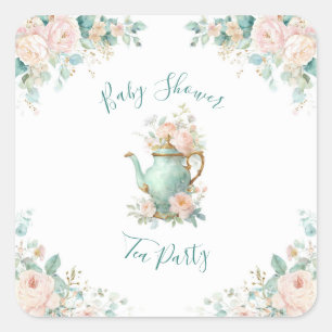 Shabby Chic Romantic Vintage Roses Floral Party Square Sticker