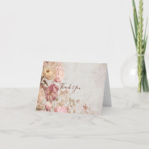 Shabby Chic Romantic Vintage Roses Floral Party Thank You Card