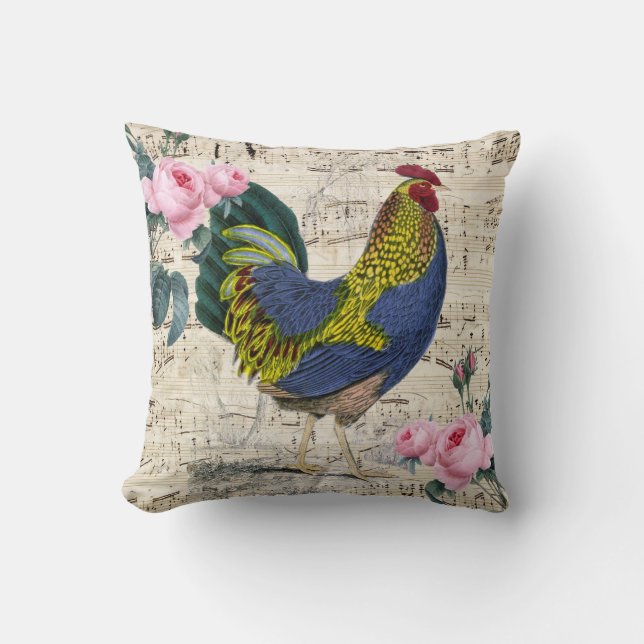 Shabby Chic Rooster Cushion (Front)