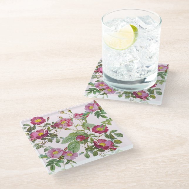 Shabby Chic Rose Bouquet Botanical Coaster (Angled)