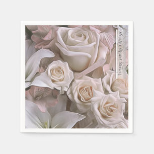 Shabby Chic Rose Floral Bridal Shower Elegant Napkin