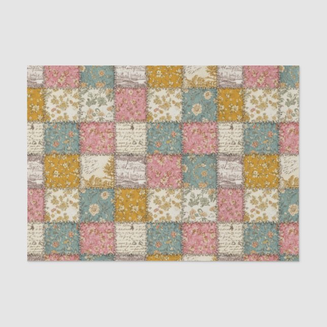 Shabby Chic Rose Quilt Pattern Tissue Paper (Front)