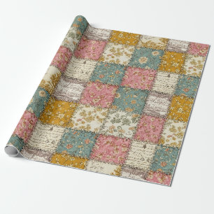 Shabby Chic Rose Quilt Pattern Wrapping Paper