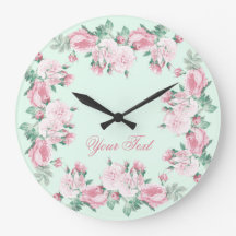 Shabby chic rose wall clock Personalised