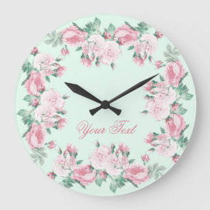 Shabby chic rose wall clock Personalised