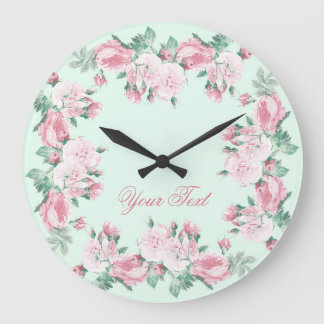 Shabby chic rose wall clock Personalised
