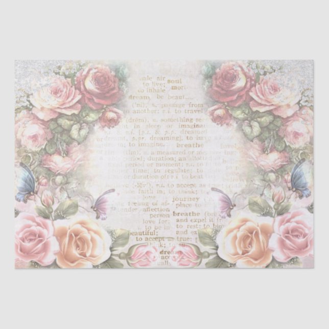 Shabby Chic Roses Collage Pattern  Tissue Paper (Front)