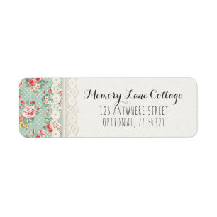 Shabby Chic Roses, Lace & Burlap Return Address Label