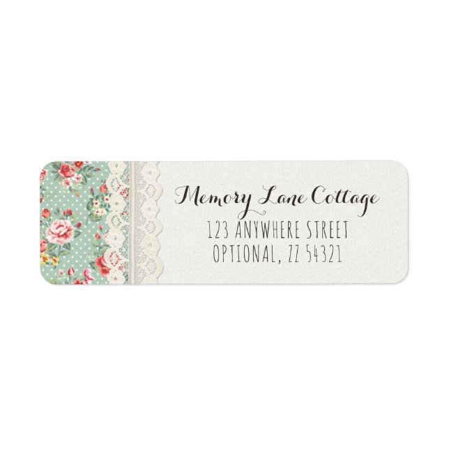 Shabby Chic Roses, Lace & Burlap Return Address Label (Front)