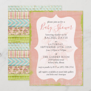Shabby Chic Roses Rustic Wood Floral Baby Shower Invitation
