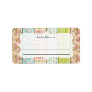 Shabby Chic Roses Rustic Wood Large Write-On Label