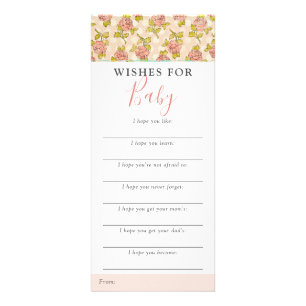 Shabby Chic Roses Wishes For Baby Shower Game Card