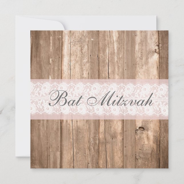 Shabby Chic Rustic Bat Mitzvah Party Invitation (Front)
