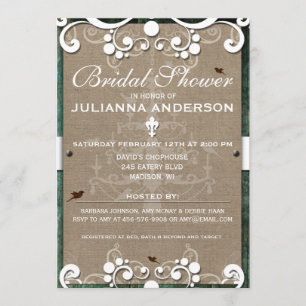 Shabby Chic Rustic Burlap Bridal Shower Invite