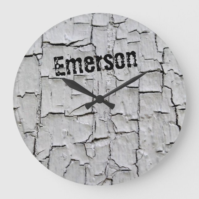 Shabby Chic Rustic Country Grey Distressed Texture Large Clock (Front)