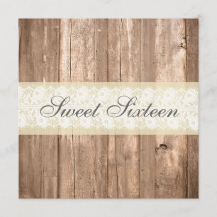 Shabby Chic Rustic Cream Sweet Sixteen Party Invitation