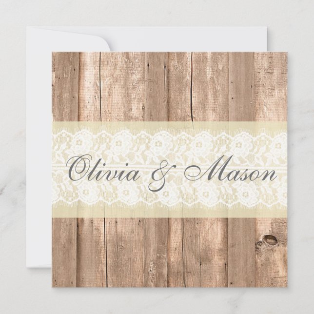 Shabby Chic Rustic Cream Wedding Invitation (Front)