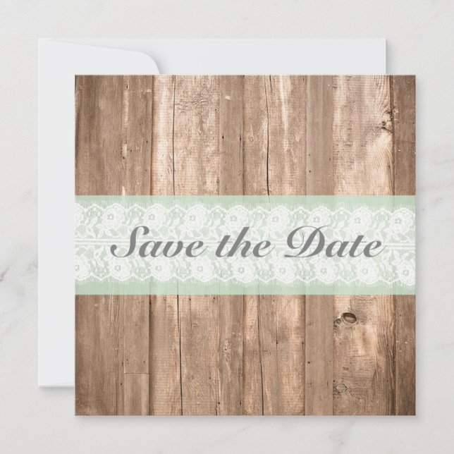 Shabby Chic Rustic Mint Save The Date (Front)