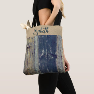 Shabby Chic Rustic Wood Personalised Tote Bag