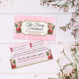 Shabby Chic Rustic Wood Vintage Roses Social Media Business Card