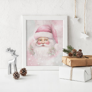Shabby Chic Santa Claus Scrapbook Paper Poster