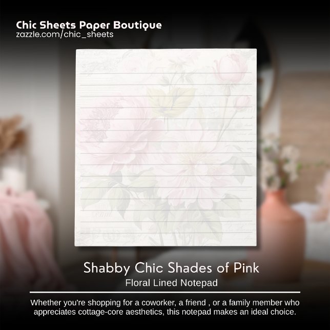 Shabby Chic Shades of Pink Floral Lined Notepad (Creator Uploaded)