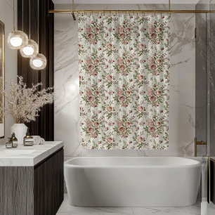 Shabby Chic Shower Curtain Soft Pastel Flowers