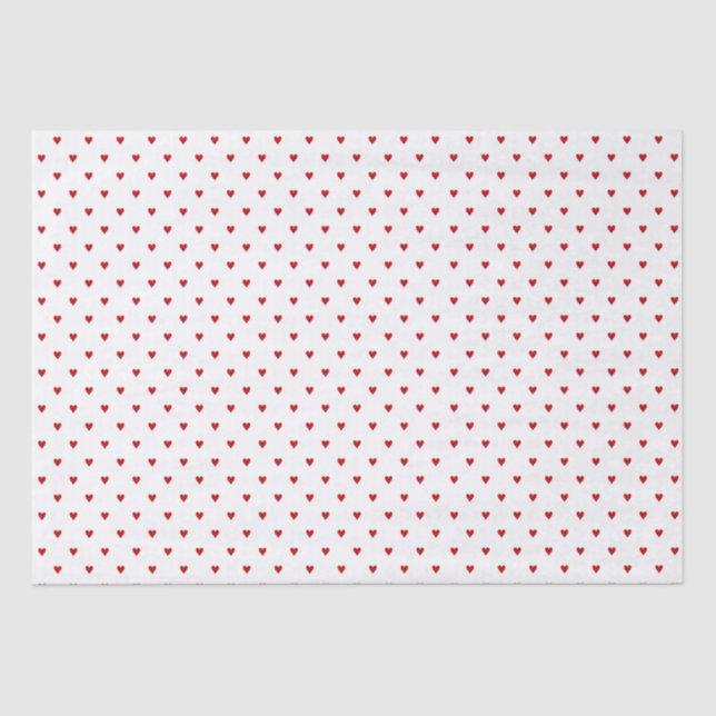 Shabby Chic Simple Red Hearts Pattern on White Tissue Paper (Front)