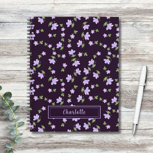 Shabby Chic Small Floral Cottagecore Deep Violet Notebook