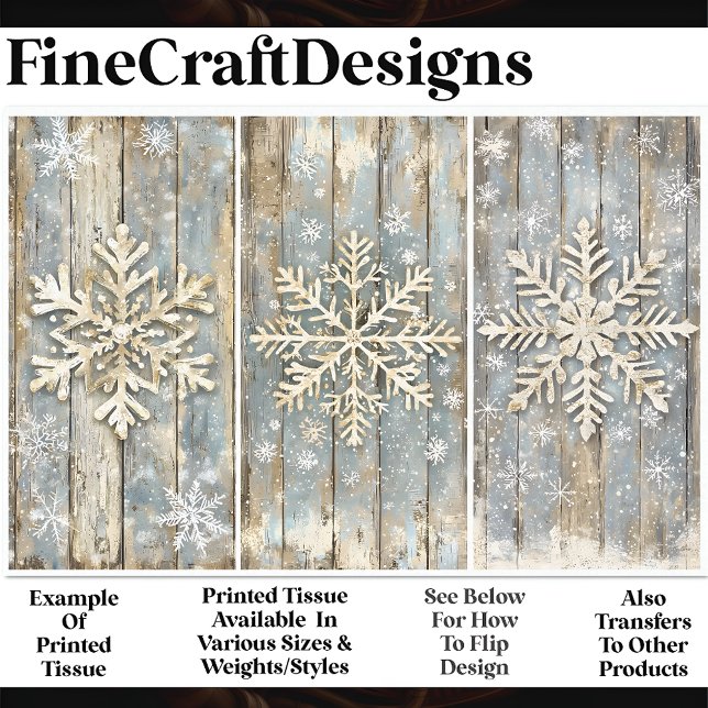 Shabby Chic Snowflakes On Wood Cream AL9 Decoupage Tissue Paper (Creator Uploaded)
